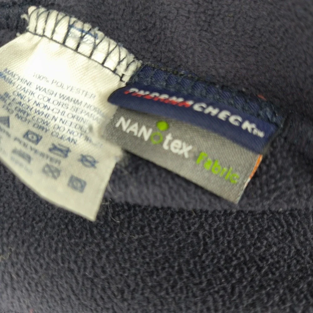 Lands End Men's L Large Navy Blue ThermaCheck Nano-Tex Fleece‎ 1/4 Zip Pullover
